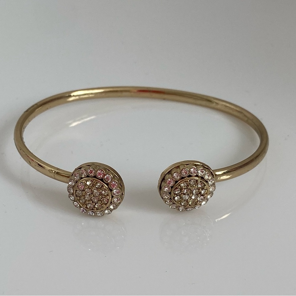 BaubleBar Gold Pavé Crystal Circle Adjustable Cuff Bracelet